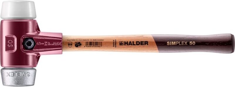SIMPLEX-Schonhammer, Superplastik / Weichmetall mit Tempergussgehäuse und hochwertigem Holzstiel D=50 mm 3079.050