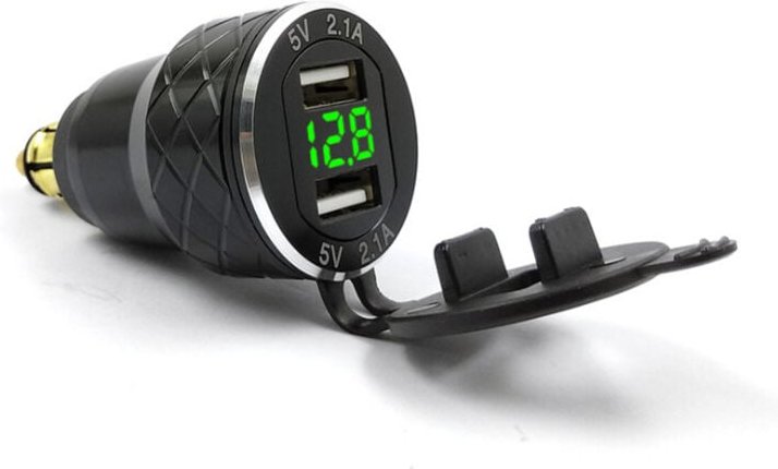 Motorrad-USB-Handy-Ladegerät, europäischer Stecker für bmw Ducati, Spannungsanzeige aus Metall, Auto-Ladegerät, grün