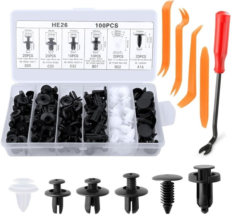 Kunststoff-Nietklammern, Kunststoff-Niet-Schutzverschluss mit Aufbewahrungsbox, mehrere Größen, universell für Autotürve...