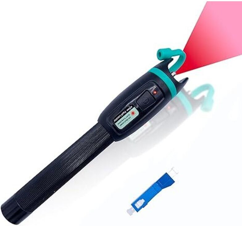 Thumbnail - Elfcam - vfl Glasfaser-Lasertester 50 mW – Bis 50 km Reichweite, inkl. SC-auf-LC-Adapter – Kompatibel mit sc / fc / st /...