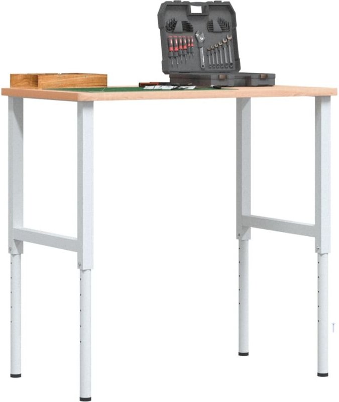 vidaXL Werkbank 100x60x(71,5-98) cm Massivholz Buche Rechteckig