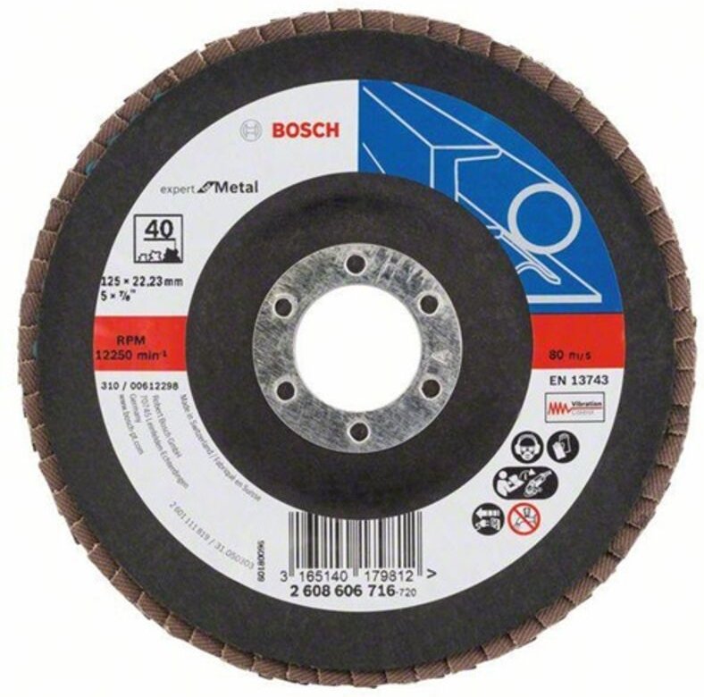 Bosch - Fächerschleifscheibe X551 Expert for Metal gewinkelt 125 mm 40, Glasgewebe