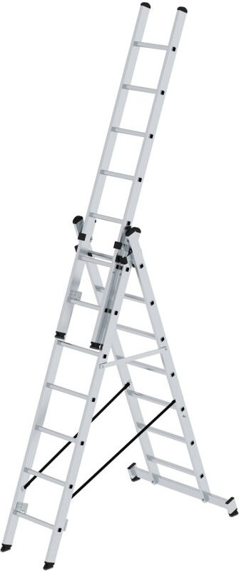 Steigtechnik Mehrzweckleiter 3tlg. mit nivello-Traverse 3 x 7 Sprossen - 011107 - Günzburger