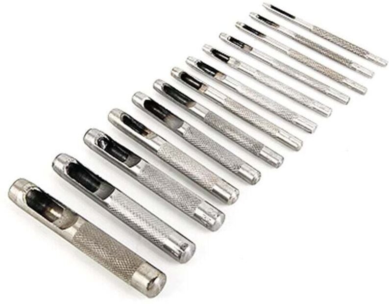 14-teiliger Leder-Hohlstanzer, Stahl-Hohlstanzer, 1–14 mm, rundes Stanzer-Schneidwerkzeug, Lederstanzer für Leder, Uhren...