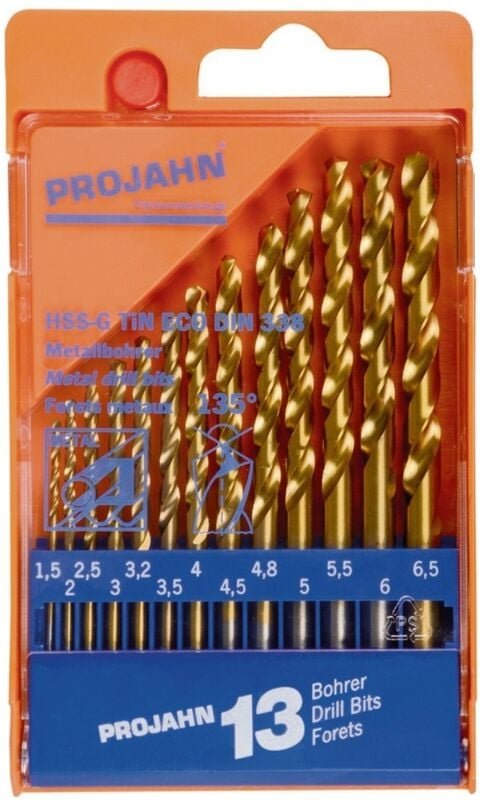 Projahn Kunststoffkassette HSS-G TiN ECO 13-tlg. 1,5-6,5/0,5 + 3,2 +4,8