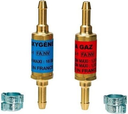 Flammendurchschlagsicherung für Sauerstoff-/Acetylenschläuche mit 4 Schlauchschellen - Guilbert Express