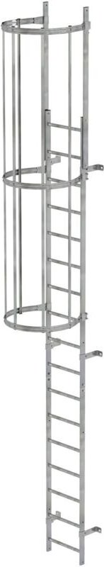 Günzburger Steigtechnik - einzügige Steigleiter mit Rückenschutz (Bau) Stahl verzinkt 5,96 m - 0520100