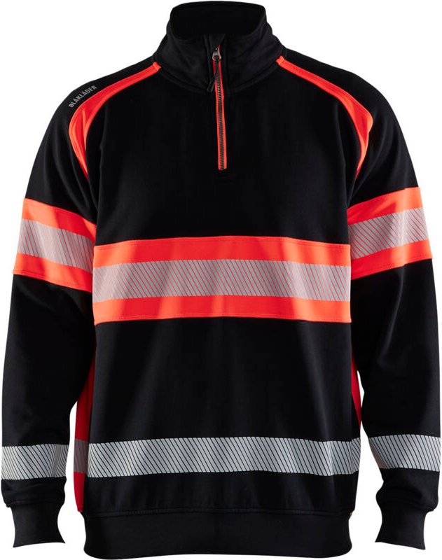 Hochsichtbarer Arbeitssweatshirt 3553 - Schwarz/Neonrot XL