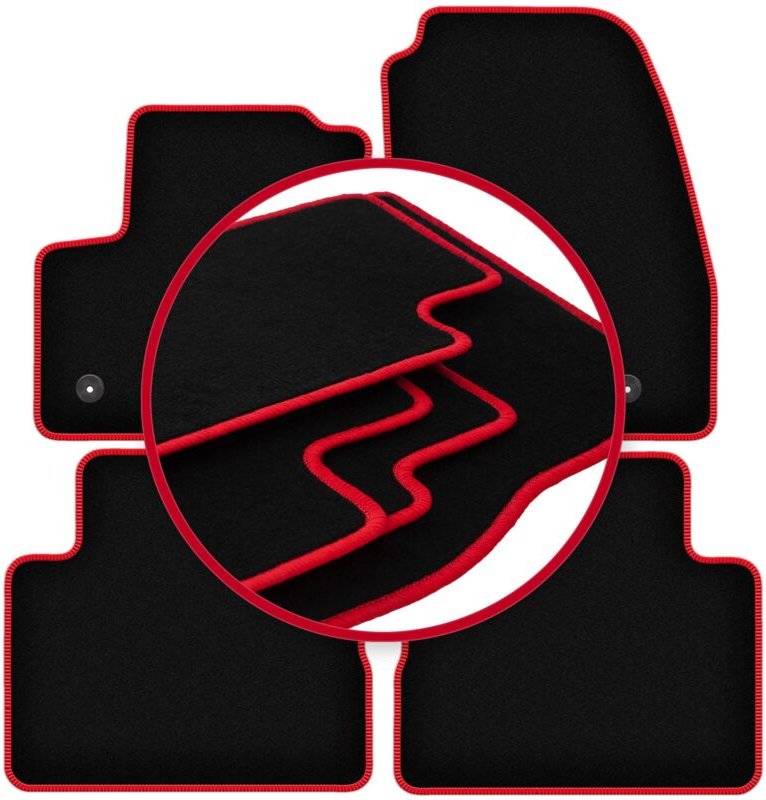 CARLUX-RED Autofußmatten für: Ford C-MAX MK2 Minivan (2015-2019)