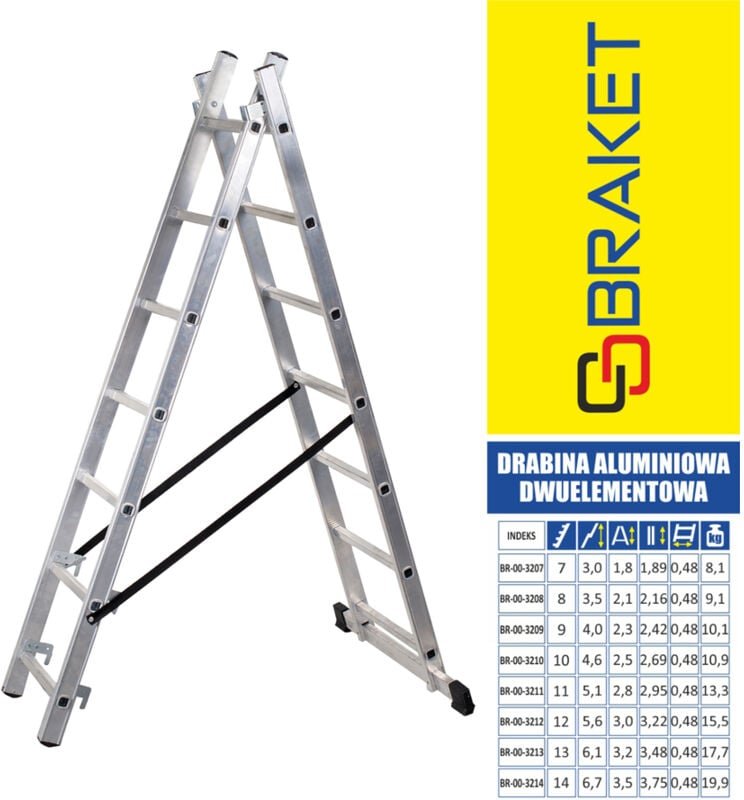 2-Element-Aluminiumleiter 510 Cm 11+11 Sprossen - Br-00-3211