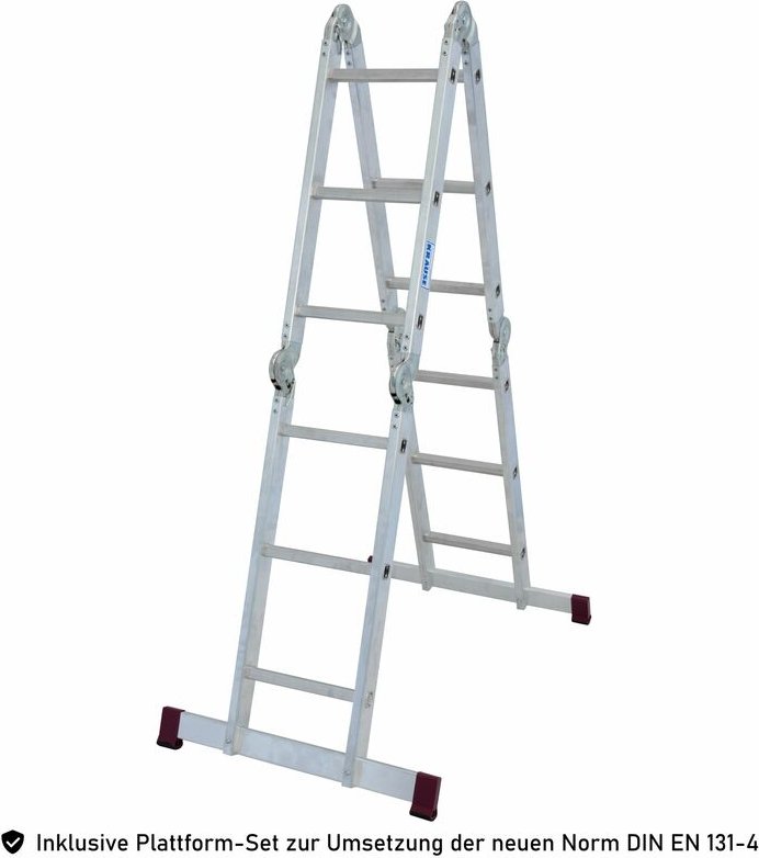 Corda Aluleiter 4in1 Multifunktion 4x3 Mehrzweckleiter mit Plattform-Set - Krause