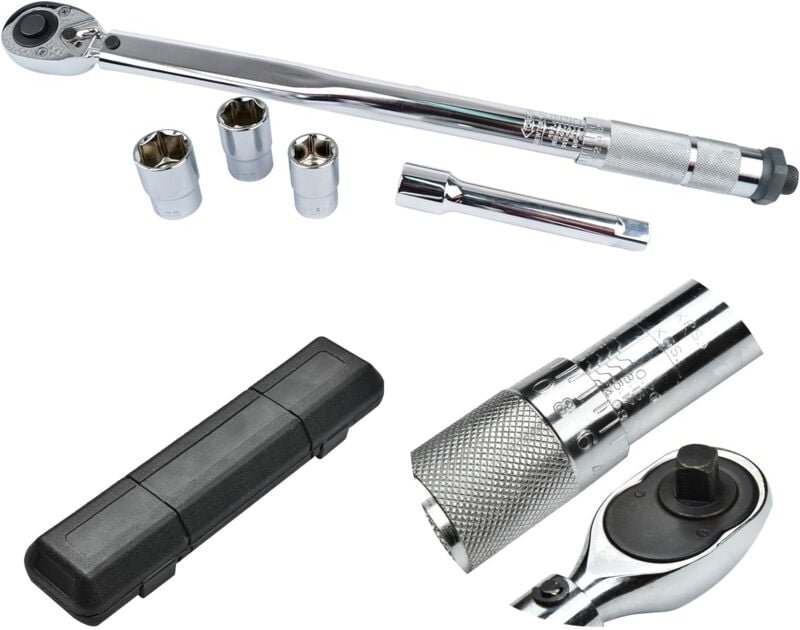 Freosen - Drehmomentschlüssel 1/2 Drehschlüssel mit 3 Bits 17-19-21 mm 28-210 nm und Box