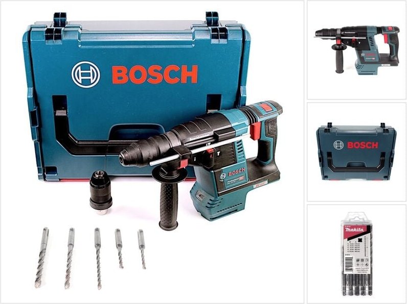 Bosch GBH 18V-26 F Akku Bohrhammer 18V 2,6J SDS-Plus in L-Boxx mit 5-tlg. SDS-VPlus Hammerbohrer-Set