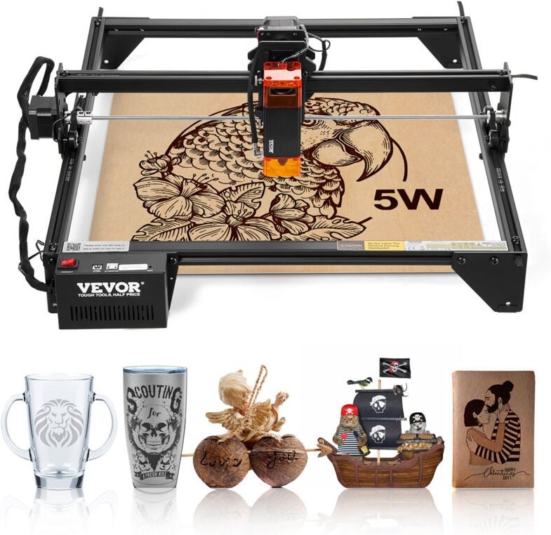 Lasergravierer, 5 w Leistung, Laser Graviermaschine, 38x40 cm Arbeitsbereich, 10000 mm/min Bewegungsgeschwindigkeit, Kom...
