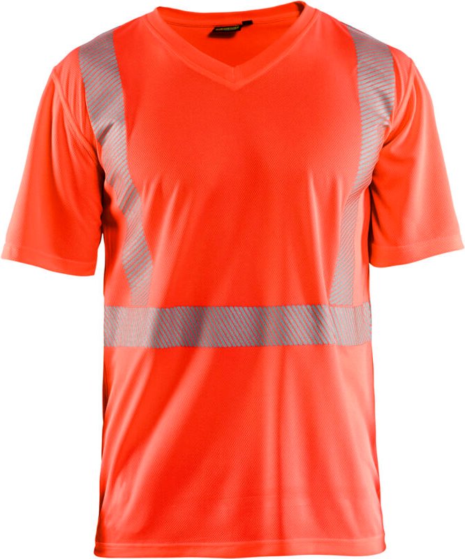 Arbeits-T-Shirt mit UV-Schutz und hoher Sichtbarkeit 3386 - Neonrot XXXL