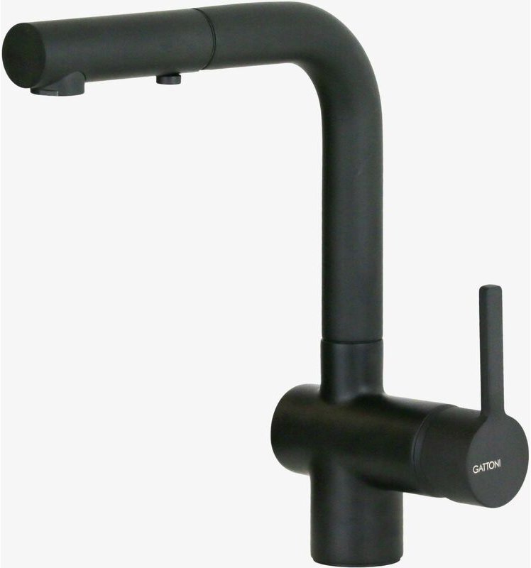 Küchenspülmischer mit ausziehbarer Dusche in mattem Schwarz Gattoni Pesci PC0405.NO matt-schwarz