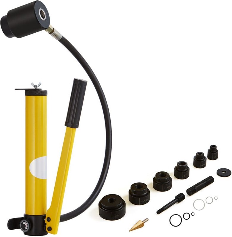 Mophorn - 10 Tonnen Hydraulik-Ausbrechstanzer-Set, 1/2' bis 2' Rohrlochschneider-Set, 6-teiliges KO-Werkzeugset für Alum...