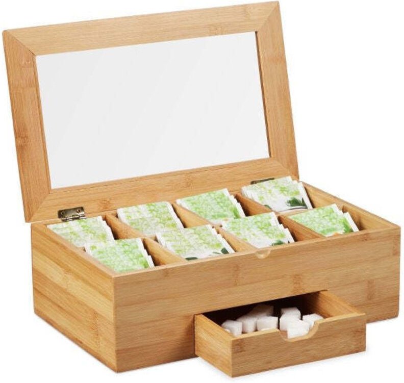 Bamboo tea box with drawer