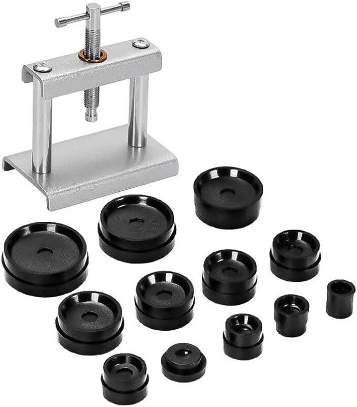 Uhrengehäuse-Presser, Uhrendruck-Reparaturwerkzeug, Uhrengehäuse-Schließer mit 12 Matrizenformen zum Schließen von Uhren...