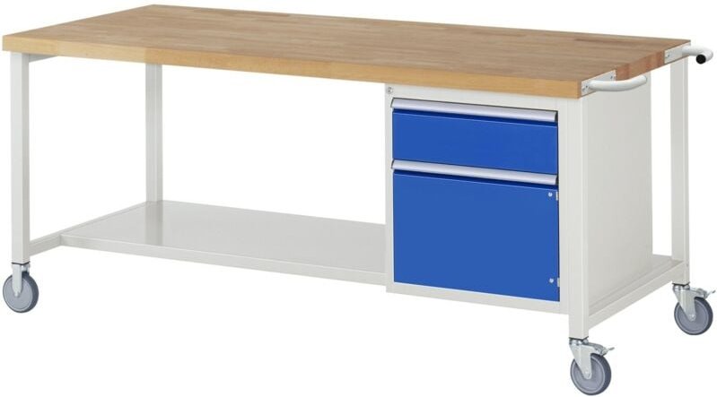 Fahrbare Werkbank 8152, B2000xT900xH880mm, 1x Schublade-TA, 1x Tür - RAU