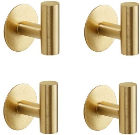 Linghhang - 2er-Pack selbstklebende Haken aus SUS304 Edelstahl in gebürstetem Gold – robuste, wasserdichte Wandhaken für...