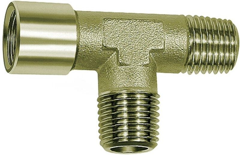 T-Stück, außen/außen/innen, g/r 1/4, sw 13, Messing vernickelt - Riegler