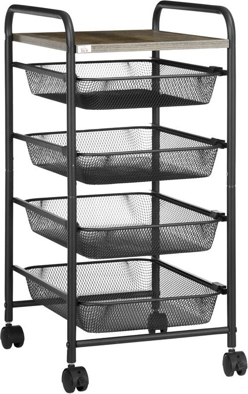 Rollwagen, Küchenwagen mit 4 Körben, Aufbewahrungsregal mit Rollen, Haushaltregal, Servierwagen für Schlafzimmer, Wohnzi...