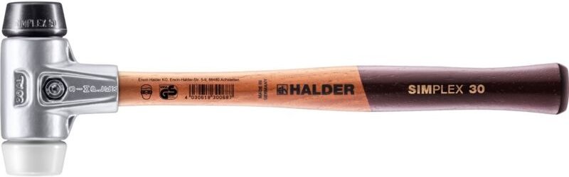 SIMPLEX-Schonhammer, Gummikomposition / Superplastik mit Aluminiumgehäuse und hochwertigem Holzstiel D=30 mm 3127.030