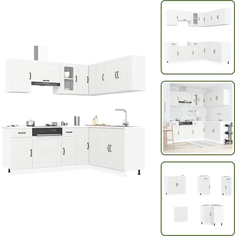 vidaXL 11-tlg. Küchenschrank-Set Kalmar Weiß Holzwerkstoff