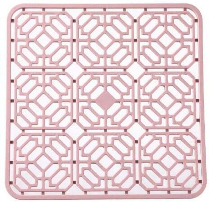 Spülbeckenmatte, große PVC-Küchenspülenmatte, Spüle und Spülbeckenzubehör mit Abflusslöchern, 3030 (Pink)