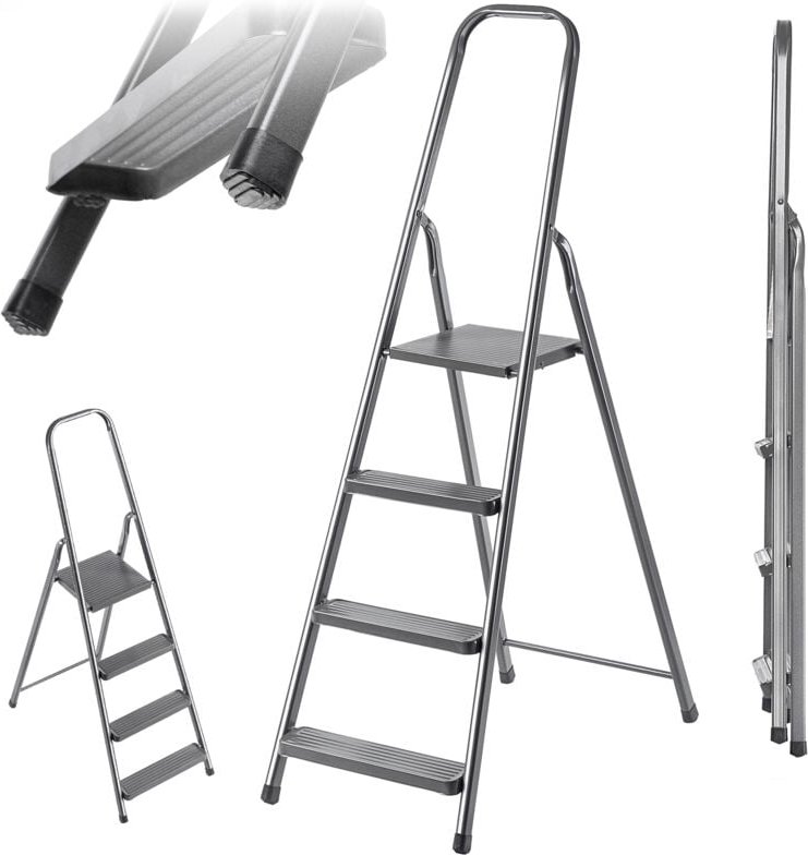 KADAX HOME Leiter Stahl STD4 4 Stufen, Esche