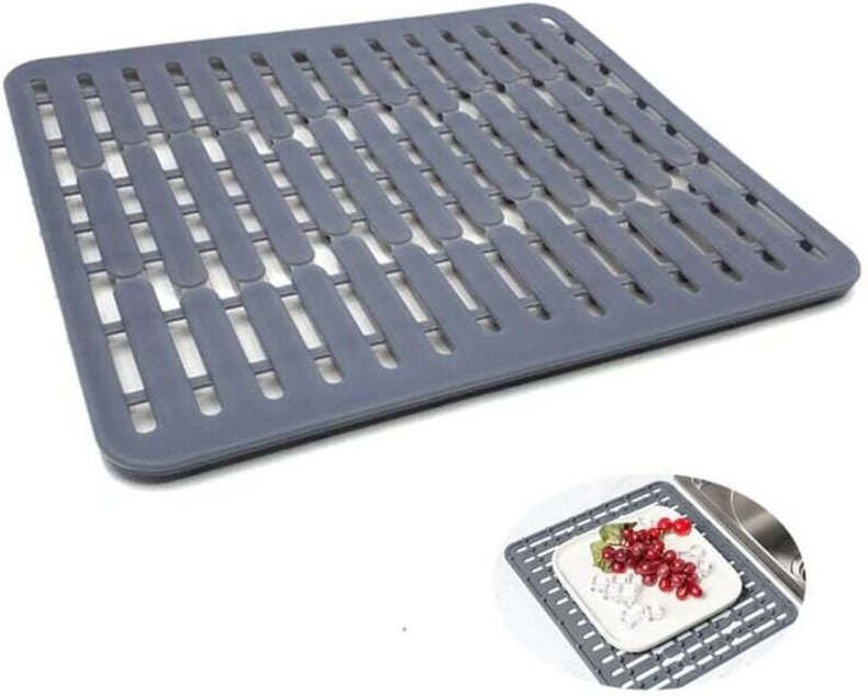 32,5 x 28,7 x 1,1 cm, grau - Silikon-Spülbeckenbodenmatte oder Spülbeckenschutz - Kleine Größe