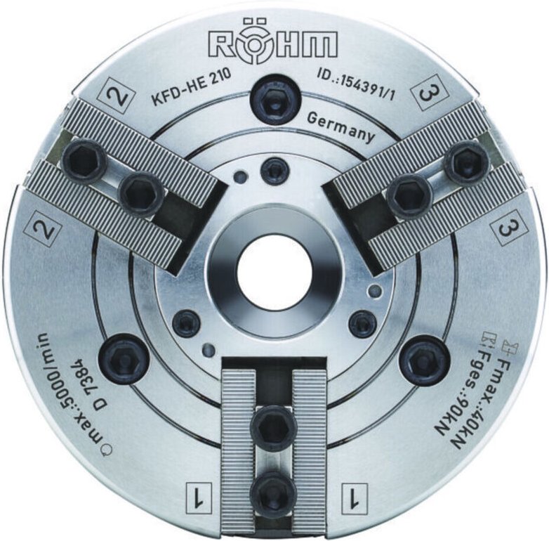 Röhm Kraftspannfutter KFD-HE 170, 3-Backen, Spitzverzahnung 60°, neutrale Ausführung - 154390