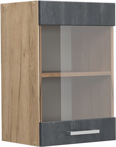 Küchenglasschrank R-Line, Schwarz Beton, 40 cm Vicco