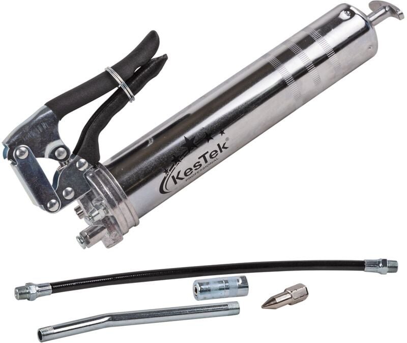 Kestek - Einhand Fettpresse EFP400 mit Zubehör 4 Backen Mundstücke M10x1 H-Nippel