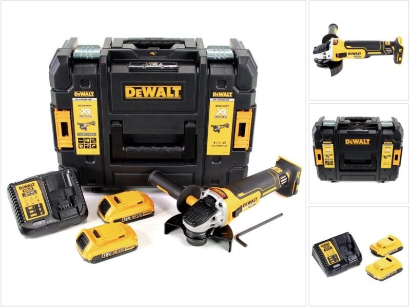 DeWalt DCG 405 D2 Akku Winkelschleifer 18V 125mm Brushless + 2x Akku 2,0Ah + Ladegerät + TSTAK