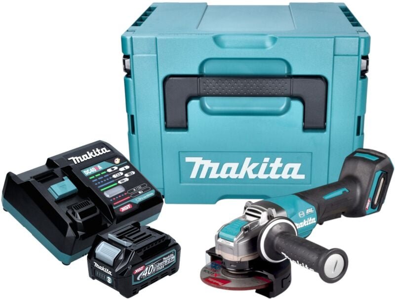 Makita GA 047 GD101 Akku Winkelschleifer 40 V max. 125 mm X-LOCK Brushless + 1x Akku 2,5 Ah + Ladegerät + Makpac