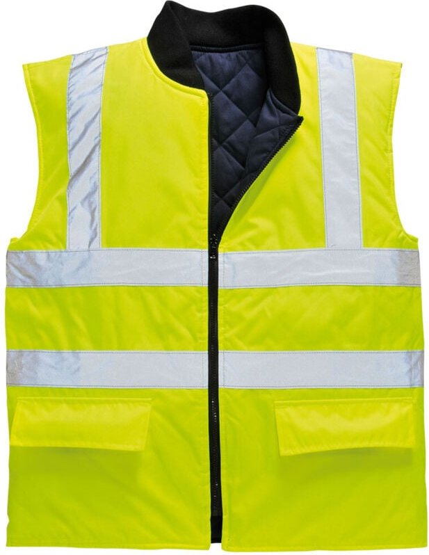 Portwest wasserabweisende, wendbare Warnweste mit Steppfutter Gelb XS