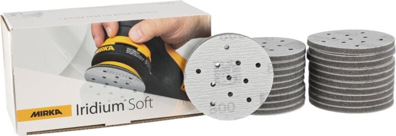 Mirka Iridium Soft Schleifscheiben Ø 77 mm / Korn P800 / Klett Multifit / 20 Stück / schaumbasiertes Schleifmittel für p...