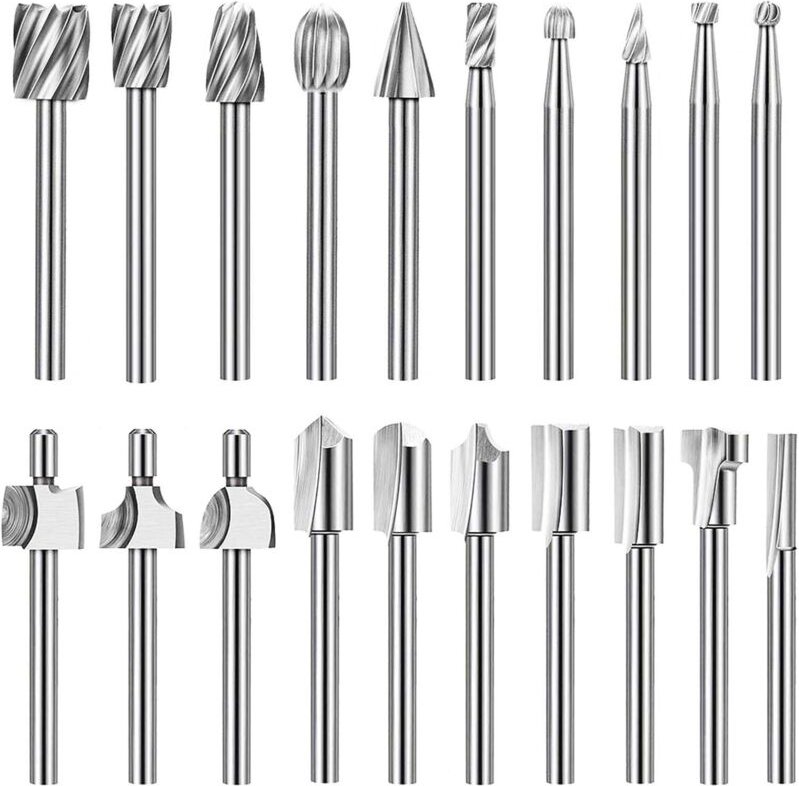 Gravierbit-Set mit hoher Härte, 10 HSS-Hartmetall-Gravierbits und 10 Fräser mit 3 mm Schaft für Rotationswerkzeuge zum S...