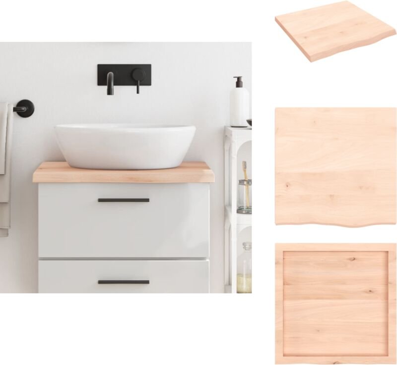 Waschtischplatte 60x60x(2-4) cm Massivholz Unbehandelt - Massiver Eichentisch - Eiche Platte - Badrenovierung - Waschtis...