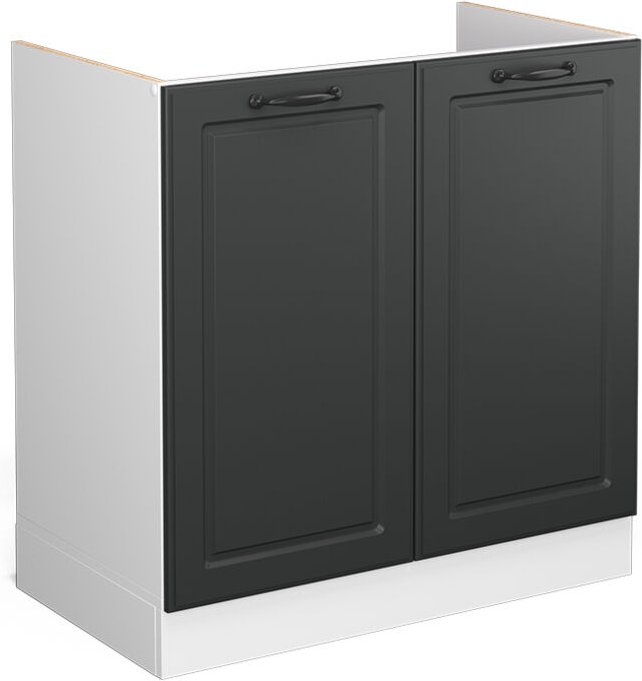 Vicco - Spülenunterschrank R-Line, Anthrazit Landhaus, 80 cm ohne Arbeitsplatte