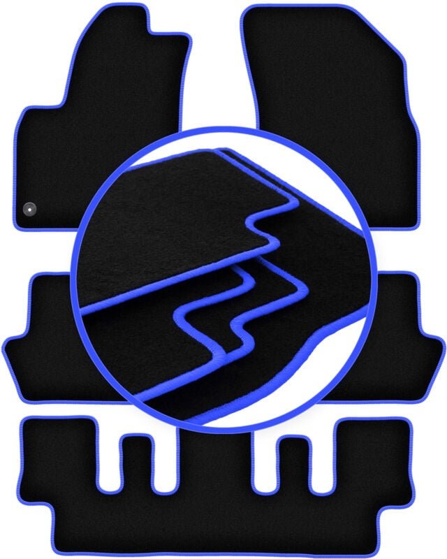 CARLUX-BLUE Auto-Fußmatten für: Citroen C4 Grand Picasso 7 Sitze (2006-2013)