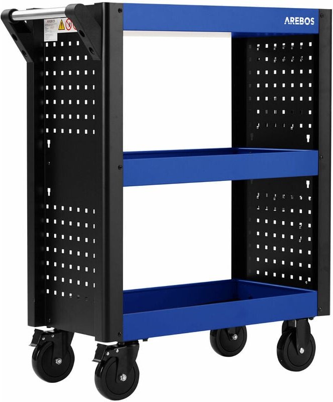 Arebos - Servicewagen Werkstattwagen Werkzeugwagen Rollwagen Montagewagen 3 Fächer Blau