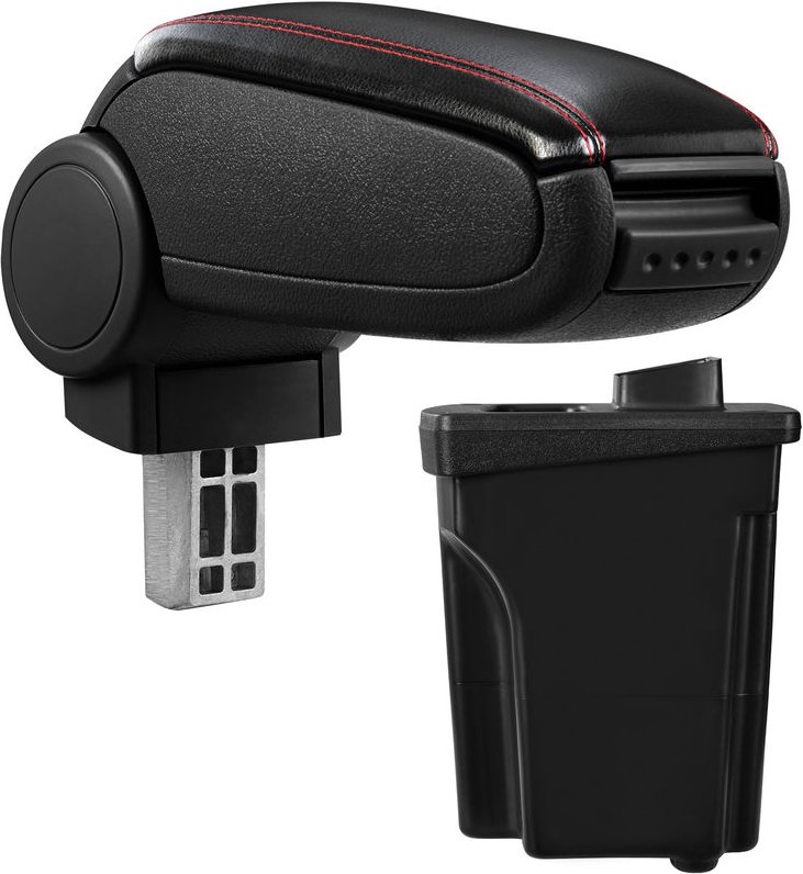 Pro.tec - Mittelarmlehne Hyundai i30 gd mit Staufach Kunstleder Schwarz mit roten Nähten