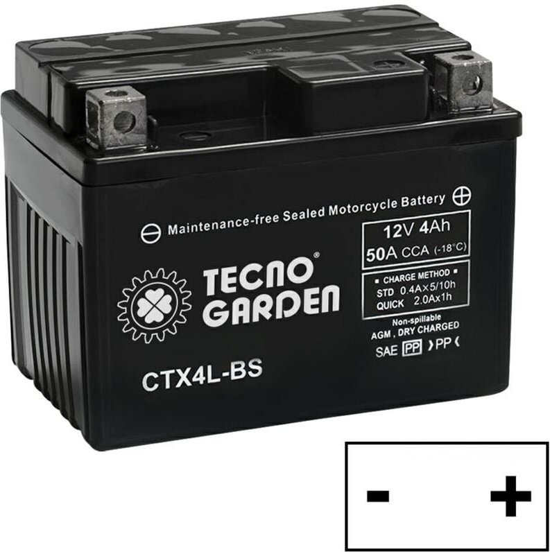 AGM 4Ah 12V Batterie Rechts Pluspol für Rasentraktor Mäher