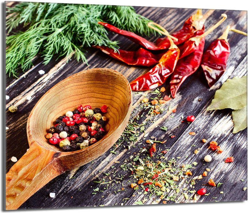 Glasschutzplatte für den Herd 60x52 Gewürze