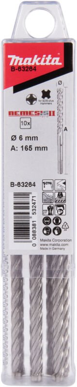 Hm Bohrer nemesis ii ø 6,0 mm, Länge 165 mm, SDS-plus, 10 Stk. - Makita