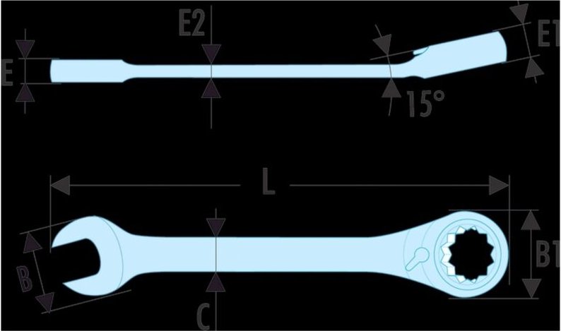 FACOM Knarren-Ring-Maulschlüssel 1/4