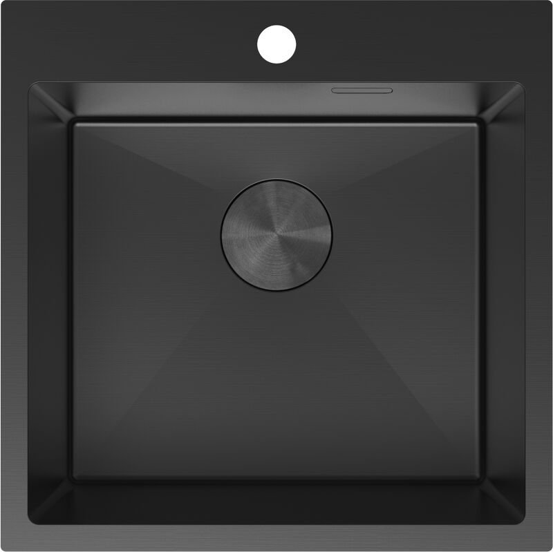 Solix Edelstahlspüle 1-becken 500 x 500 mm, schwarz - 6407501000-70 - Mexen